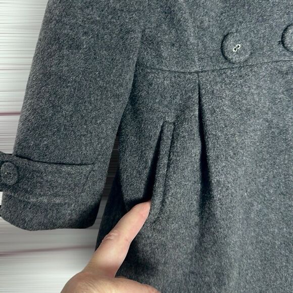 IL GUFO Girl’s Wool Blend Gray Pea Coat Wool Blend with Windproof Lining 2 years - Picture 5 of 15